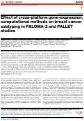 Cover page: Effect of cross-platform gene-expression, computational methods on breast cancer subtyping in PALOMA-2 and PALLET studies.