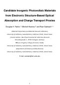 Cover page: Candidate Inorganic Photovoltaic Materials from Electronic Structure-Based Optical Absorption and Charge Transport Proxies