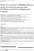 Cover page: Predictors of response in PROMIS-global in a chronic low back pain specialty clinic: STarTBack and chronic overlapping pain conditions