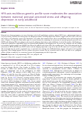 Cover page: HPA-axis multilocus genetic profile score moderates the association between maternal prenatal perceived stress and offspring depression in early adulthood