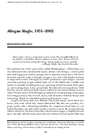 Cover page: Allogan Slagle, 1951-2002