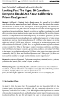 Cover page: Looking Past The Hype: 10 Questions Everyone Should Ask About California’s Prison Realignment