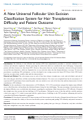 Cover page: A New Universal Follicular Unit Excision Classification System for Hair Transplantation Difficulty and Patient Outcome.