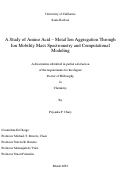 Cover page: A Study of Amino Acid – Metal Ion Aggregation Through Ion Mobility Mass Spectrometry and Computational Modeling