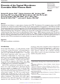 Cover page: Diversity of the Vaginal Microbiome Correlates With Preterm Birth