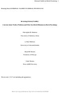 Cover page: Revisiting External Validity: Concerns About Trolley Problems and Other Sacrificial Dilemmas in Moral Psychology