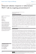 Cover page: Enhanced radiation response in radioresistant MCF-7 cells by targeting peroxiredoxin II