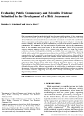 Cover page: Evaluating Public Commentary and Scientific Evidence Submitted in the Development of A Risk Assessment