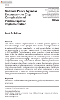 Cover page: National Policy Agendas Encounter the City: Complexities of Political-Spatial Implementation