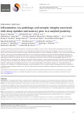 Cover page: Inflammation, tau pathology, and synaptic integrity associated with sleep spindles and memory prior to β-amyloid positivity.