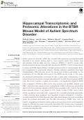 Cover page: Hippocampal Transcriptomic and Proteomic Alterations in the BTBR Mouse Model of Autism Spectrum Disorder