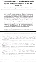 Cover page: Thermoreflectance of metal transducers for optical pump-probe studies of thermal properties.