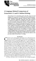 Cover page: A Language-Related Comparison of Generation 1.5 and L1 Student Writing