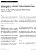 Cover page: Impact of an Intensive Dementia Caregiver Training Model on Knowledge and Self‐Competence: The Improving Caregiving for Dementia Program