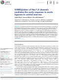 Cover page: SUMOylation of NaV1.2 channels mediates the early response to acute hypoxia in central neurons