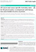 Cover page: All-cause and cause-specific mortality rates for Kisumu County: a comparison with Kenya, low-and middle-income countries.