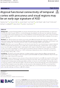 Cover page: Atypical functional connectivity of temporal cortex with precuneus and visual regions may be an early-age signature of ASD