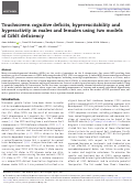 Cover page: Touchscreen cognitive deficits, hyperexcitability and hyperactivity in males and females using two models of Cdkl5 deficiency