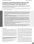 Cover page: Autologous neutralizing antibody responses after antiretroviral therapy in acute and early HIV-1