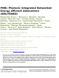 Cover page: PINE: Photonic Integrated Networked Energy efficient datacenters (ENLITENED Program) [Invited]