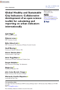 Cover page: Global Healthy and Sustainable City Indicators: Collaborative development of an open science toolkit for calculating and reporting on urban indicators internationally