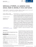 Cover page: Deficiency of NPGPx, an oxidative stress sensor, leads to obesity in mice and human