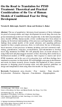 Cover page: On the Road to Translation for PTSD Treatment: Theoretical and Practical Considerations of the Use of Human Models of Conditioned Fear for Drug Development