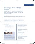 Cover page: Learning to write in middle school? Insights into adolescent writers' instructional experiences across content areas