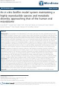 Cover page: An in vitro biofilm model system maintaining a highly reproducible species and metabolic diversity approaching that of the human oral microbiome