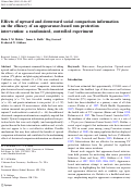 Cover page: Effects of upward and downward social comparison information on the efficacy of an appearance-based sun protection intervention: a randomized, controlled experiment