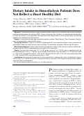 Cover page: Dietary Intake in Hemodialysis Patients Does Not Reflect a Heart Healthy Diet