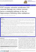 Cover page: P2X7 receptor activation ameliorates CA3 neuronal damage via a tumor necrosis factor-alpha-mediated pathway in the rat hippocampus following status epilepticus