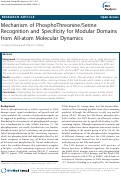 Cover page: Mechanism of PhosphoThreonine/Serine Recognition and Specificity for Modular Domains from All-atom Molecular Dynamics