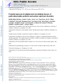 Cover page: Prenatal exposure to tailpipe and non-tailpipe tracers of particulate matter pollution and autism spectrum disorders