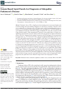 Cover page: Serum-Based Lipid Panels for Diagnosis of Idiopathic Parkinsons Disease.