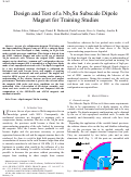 Cover page: Design and Test of a Nb3Sn Subscale Dipole Magnet for Training Studies