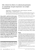 Cover page: HDL inhibits the effects of oxidized phospholipids on endothelial cell gene expression via multiple mechanisms.