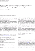 Cover page: Evaluation of the Patient-Reported Outcomes Information System (PROMIS®) Spanish-language physical functioning items