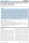 Cover page: Genome-Wide Fine-Scale Recombination Rate Variation in Drosophila melanogaster