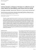 Cover page: Critical Analysis of Primary Literature in a Master’s-Level Class: Effects on Self-Efficacy and Science-Process Skills