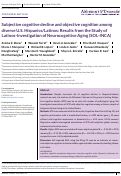 Cover page: Subjective cognitive decline and objective cognition among diverse U.S. Hispanics/Latinos: Results from the Study of Latinos‐Investigation of Neurocognitive Aging (SOL‐INCA)