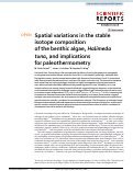 Cover page: Spatial variations in the stable isotope composition of the benthic algae, Halimeda tuna, and implications for paleothermometry