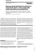 Cover page: Molecular genetic delineation of a deletion of chromosome 13q12→q13 in a patient with autism and auditory processing deficits