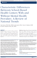 Cover page: Characteristic Differences Between School-Based Health Centers With and Without Mental Health Providers: A Review of National Trends.