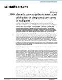 Cover page: Genetic polymorphisms associated with adverse pregnancy outcomes in nulliparas.