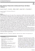 Cover page: Role of Omega-3 Fatty Acids in Cardiovascular Disease: the Debate Continues