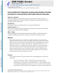 Cover page: A novel method for measuring learning opportunities provided by parents to young children with autism spectrum disorder