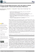 Cover page: Invasive Fungal Rhinosinusitis with and without Orbital Complications: Clinical and Laboratory Differences