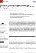 Cover page: Neutralizing Antibodies to Human Cytomegalovirus Recombinant Proteins Reduce Infection in an Ex Vivo Model of Developing Human Placentas