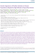 Cover page: Genetic Signatures of Positive Selection in Human Populations Adapted to High Altitude in Papua New Guinea.